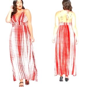 TALENT The Roslyn Tie-Dye Maxi Dress Halter Style Skinny Strap Open Back 1XL NWT